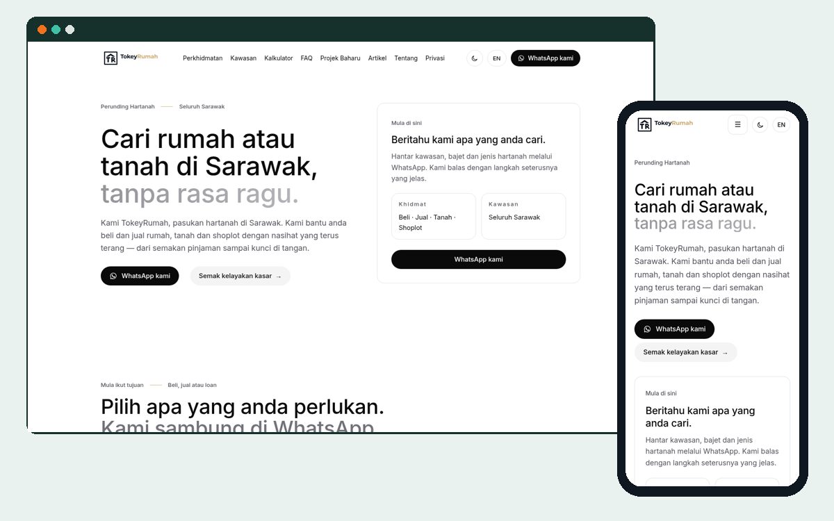 TokeyRumah website on desktop and mobile